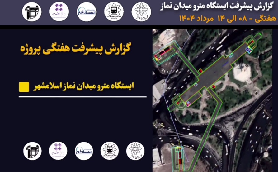 گزارش هفتگی پیشرفت پروژه ایستگاه مترو میدان نماز اسلامشهر مورخ 8 الی 14 مرداد ماه 1404: