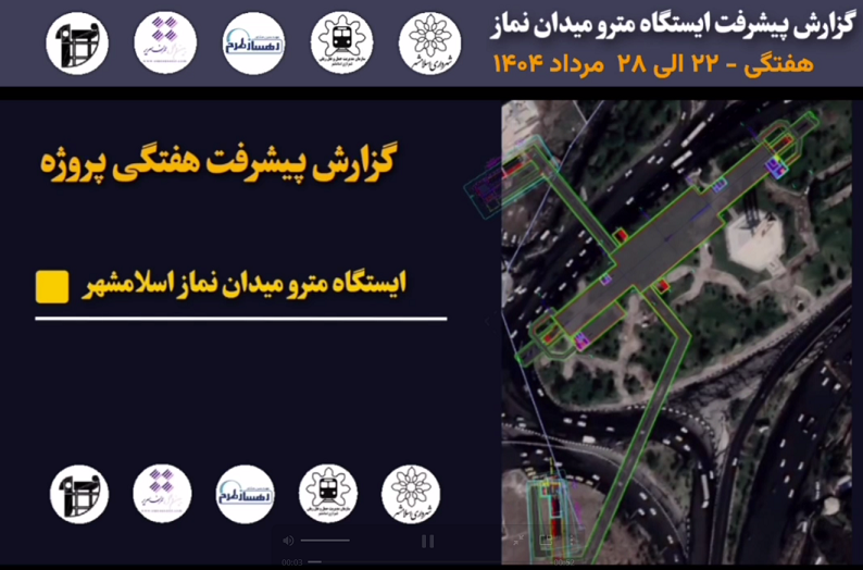گزارش هفتگی پیشرفت پروژه ایستگاه مترو میدان نماز اسلامشهر مورخ 22 الی 28 مرداد ماه 1404: