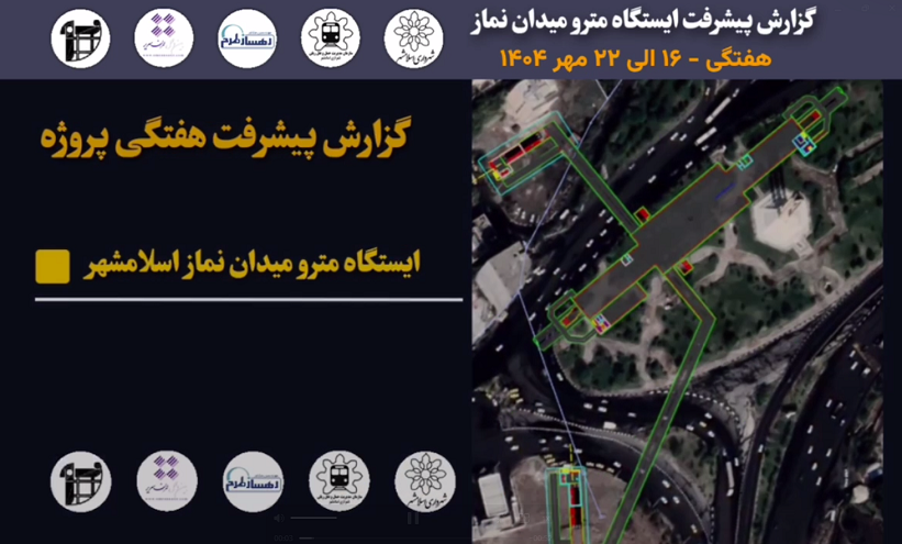 گزارش هفتگی پیشرفت پروژه ایستگاه مترو میدان نماز اسلامشهر مورخ 16 الی 22 مهر ماه 1404: