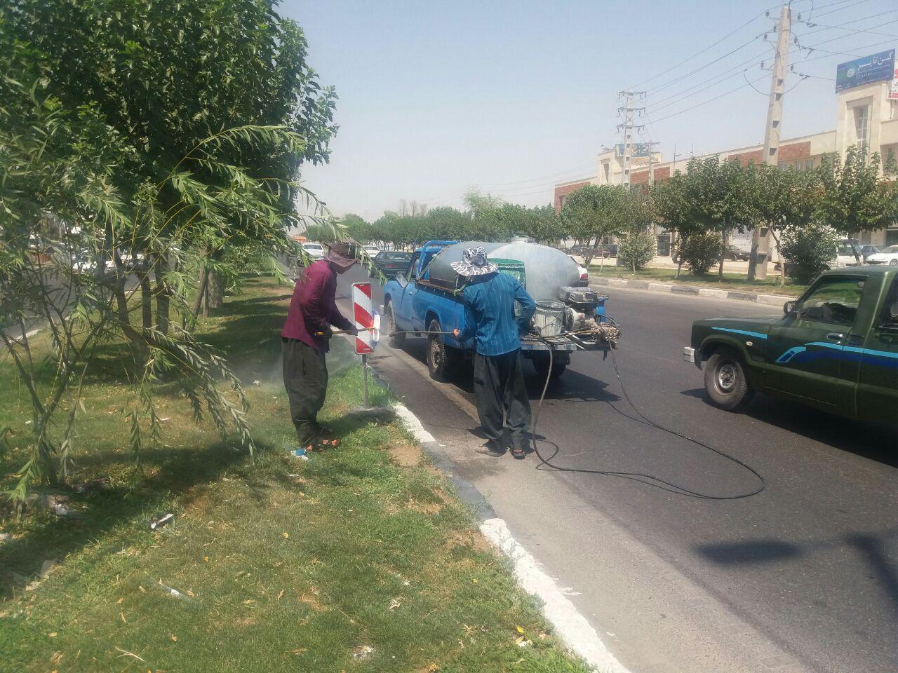 شستشو علائم و تجهیزات ترافیکی در بلوارآیت اله سعیدی