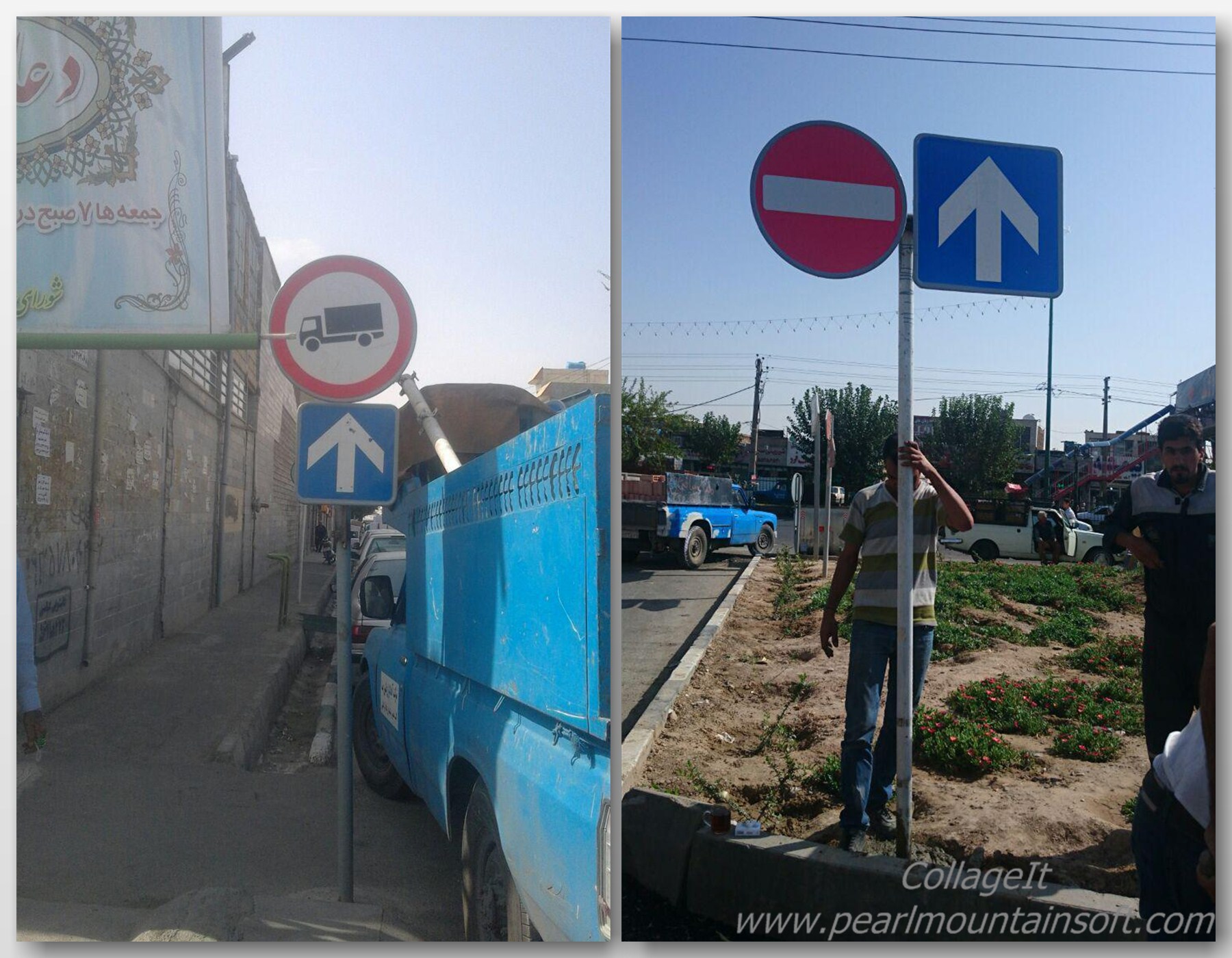 نصب علائم و تابلوهای ترافیکی در خیابان شهید افراسیابی شهرک توحید
