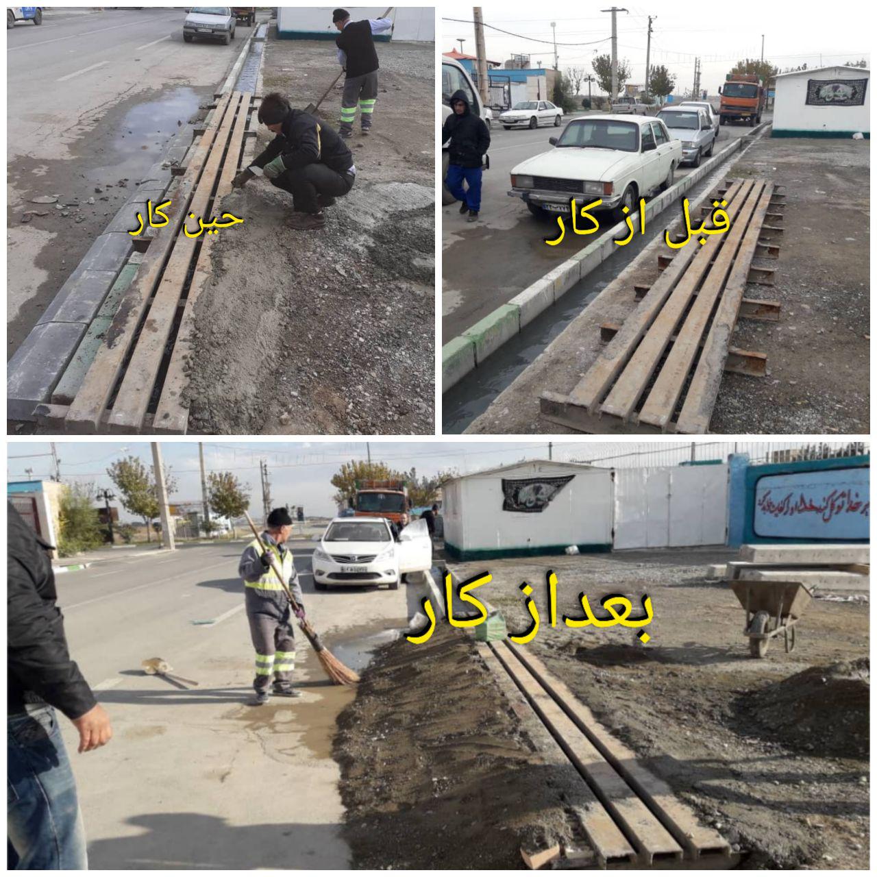نصب پل فلزی ورودی خیابان منتهی به شهرداری شهرک امام حسین (ع)