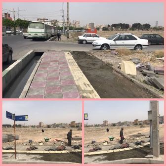 اجرای عملیات همسطح سازی پیاده رو در خیابان ابوترابی منطقه دو