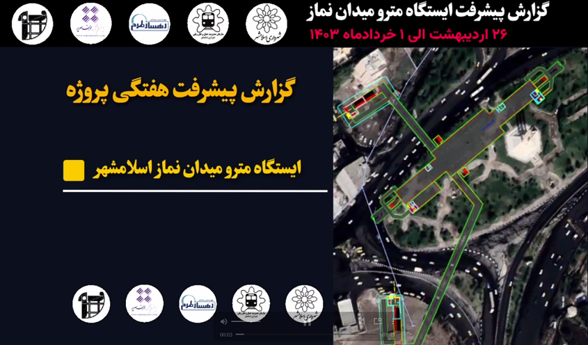 گزارش هفتگی پیشرفت پروژه ایستگاه مترو میدان نماز اسلامشهر مورخ 26 اردیبهشت الی یک خرداد ماه 1403: