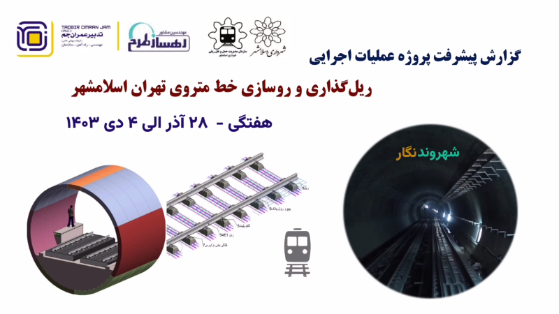 گزارش هفتگی پیشرفت پروژه ایستگاه مترو میدان نماز اسلامشهر مورخ 28 آذر الی4 دی ماه 1403: