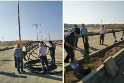 آغاز عملیات کاشت گل و گیاه در بلوار منتهی به بوستان شهید سلیمانی