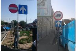 نصب  علائم و تابلوهای ترافیکی در خیابان شهید افراسیابی شهرک توحید