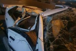 واژگونی شدید و خسارت بار خودرو سواری در بلوار آیت اله سعیدی