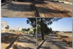 اجرای پروژه خاکبرداری نوار حفاری آبفا در باند کندرو بلوار امام خمینی واوان