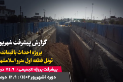 گزارش ماهیانه پیشرفت پروژه احداث باقیمانده تونل قطعه اول مترو اسلامشهر در شهریور ماه 1402: