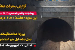 گزارش هفتگی پیشرفت پروژه احداث باقیمانده تونل قطعه اول مترو اسلامشهر از تاریخ 1402/06/01 الی 1402/06/07: