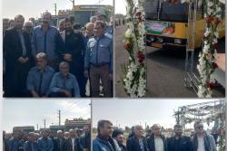 مراسم بدرقه رانندگان اتوبوسهای اعزامی از اسلامشهر به مرز مهران