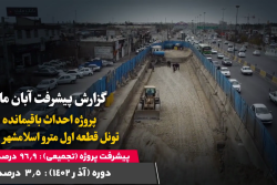 گزارش ماهیانه پیشرفت پروژه احداث باقیمانده تونل قطعه اول مترو اسلامشهر در آذرماه: